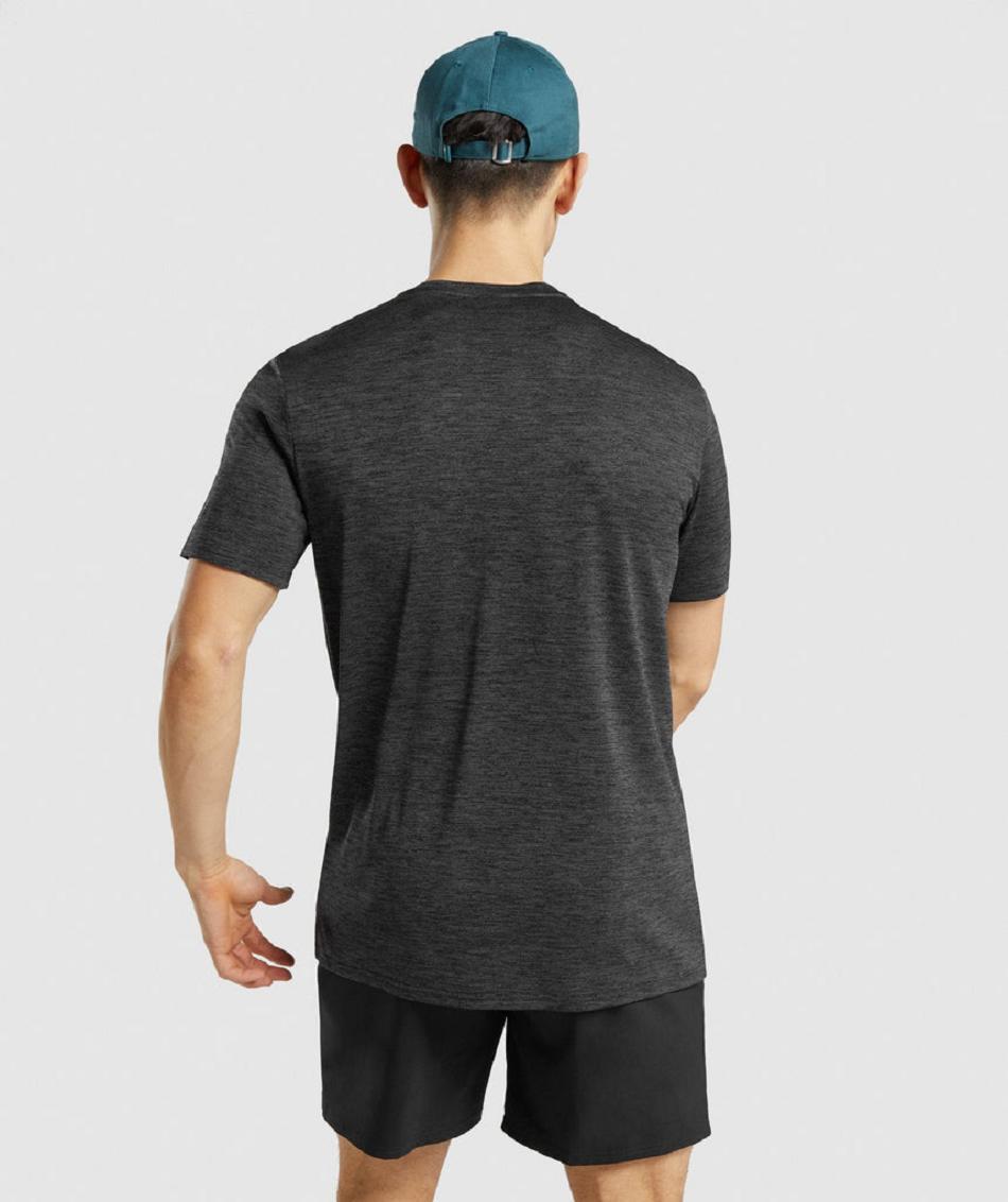 T Shirts Męskie Gymshark Arrival Marl Czarne | PL 3935CTV